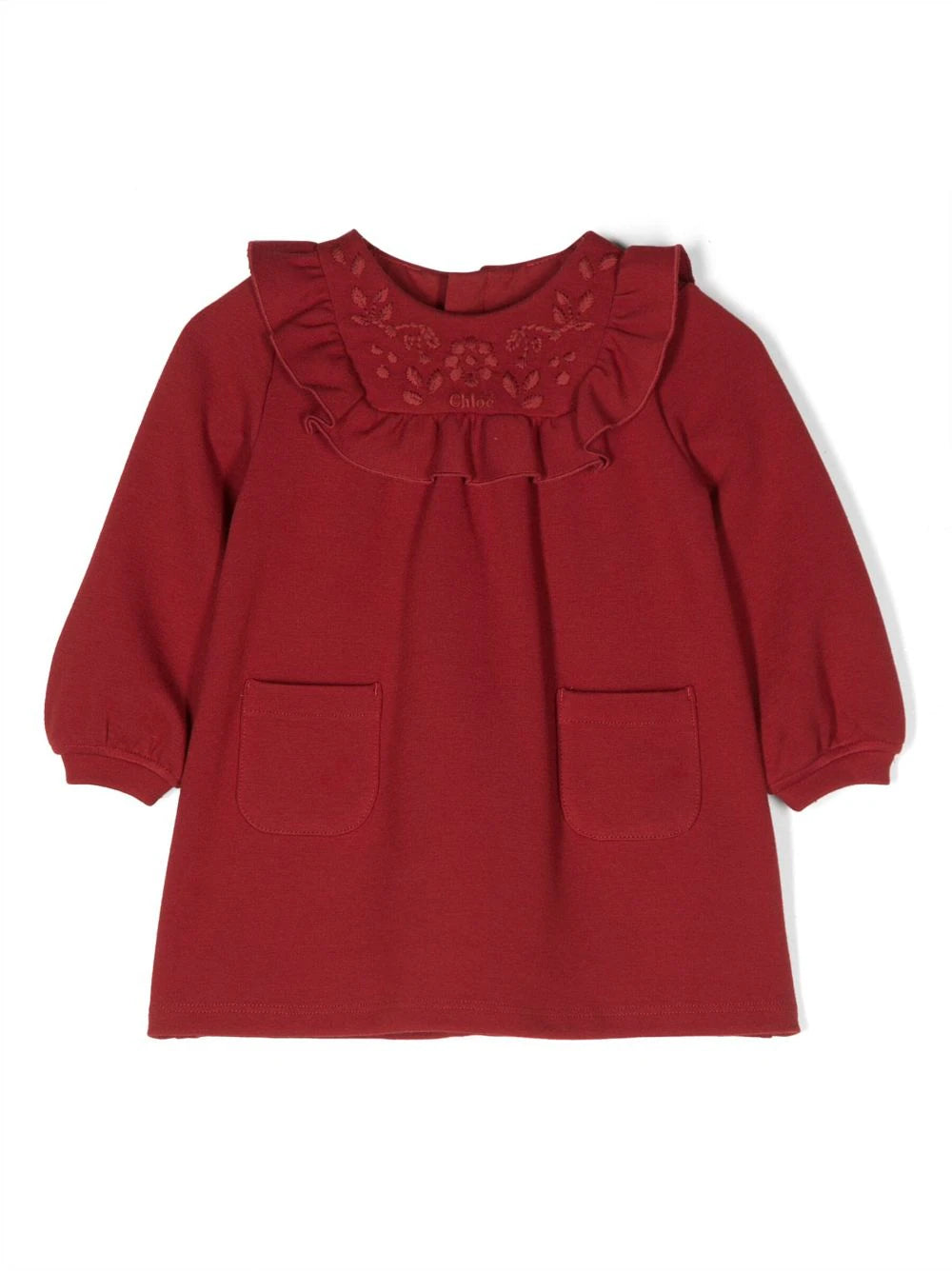 Chloe LS  Embroidered Yoke Dress w/ Front Pockets