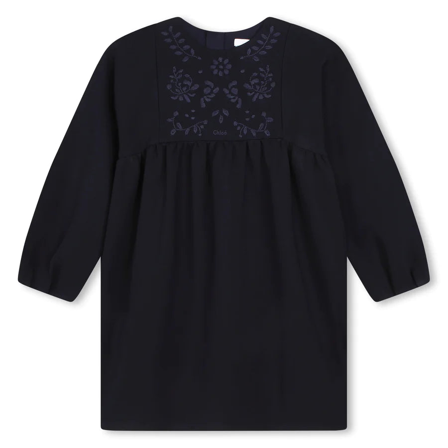 Chloe LS Floral Embroidery Milano Dress