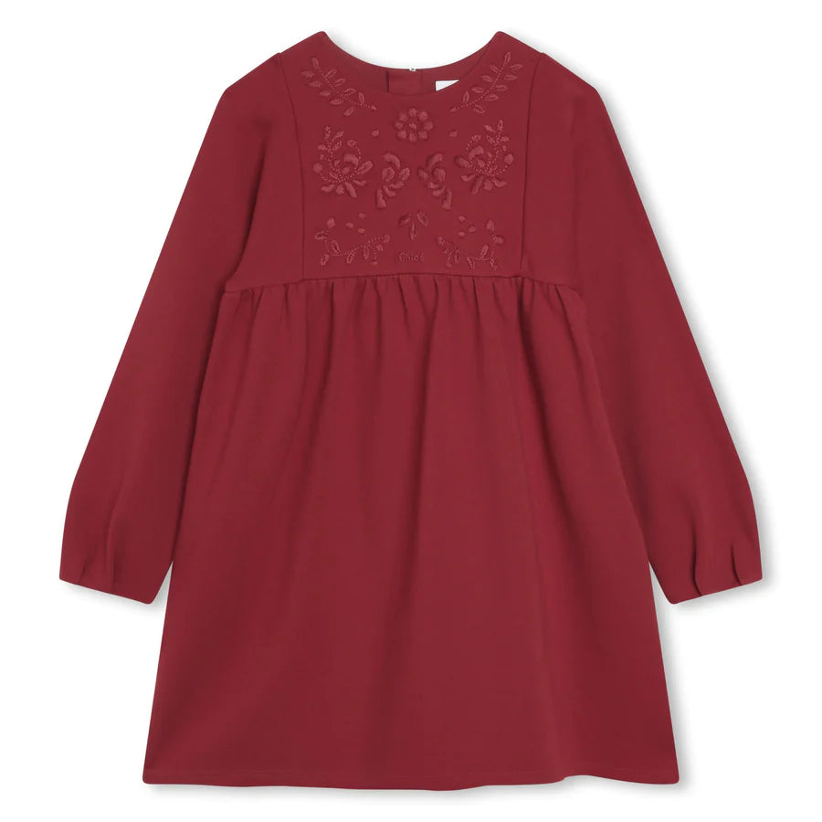 Chloe LS Floral Embroidery Milano Dress