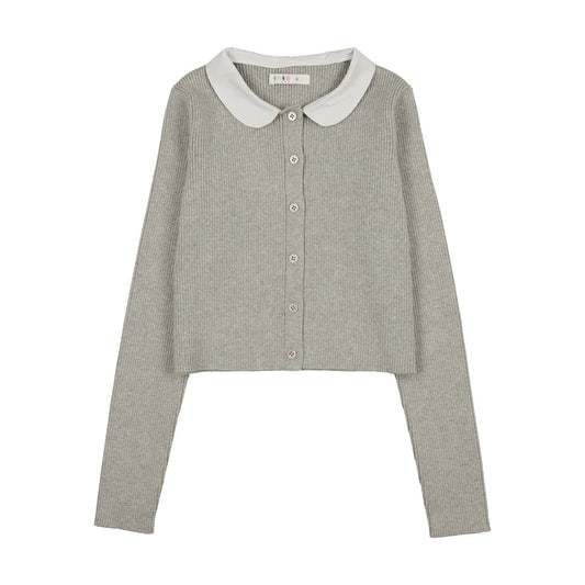 Coco Blanc Collared Ribbed Cardigan