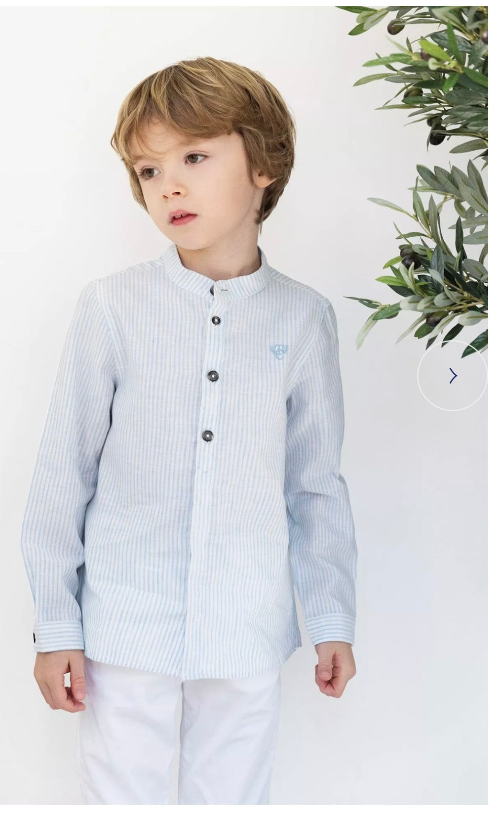 Tartine Mandarin Collar Stripe Button Up Shirt