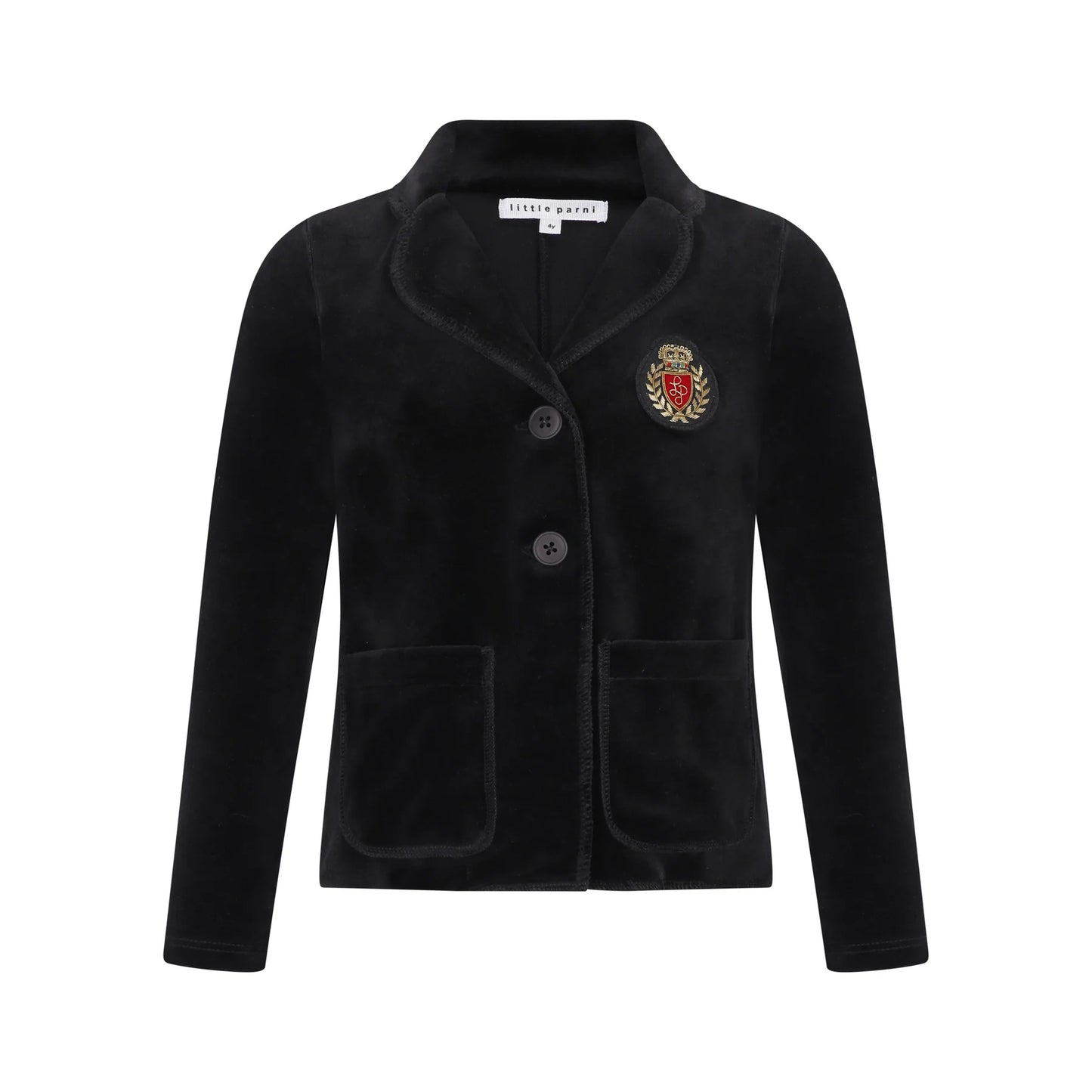 Little Parni Velour Logo Blazer