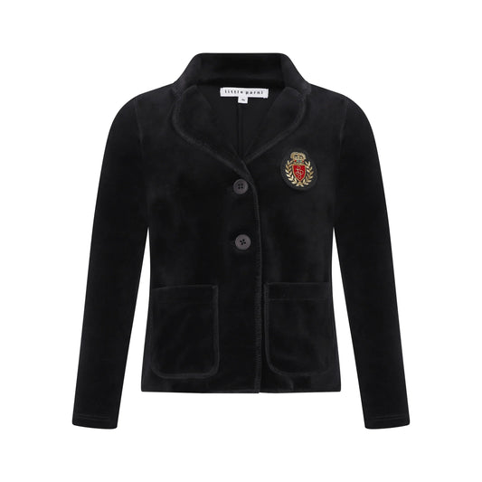 Little Parni Velour Logo Blazer