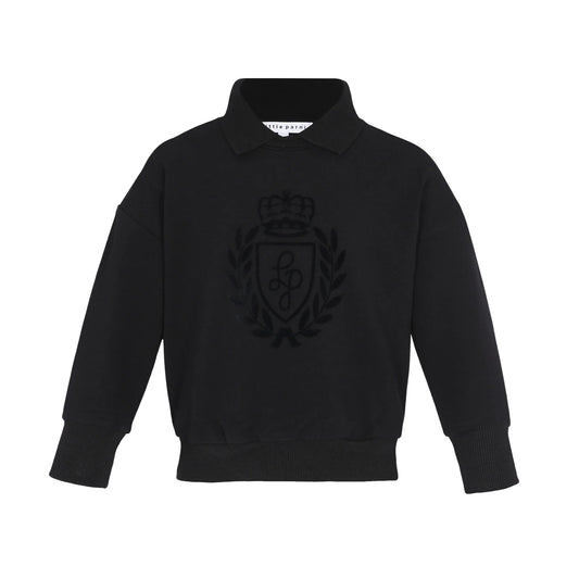 Little Parni Collar Sweatshirt w/ Logo Flocking