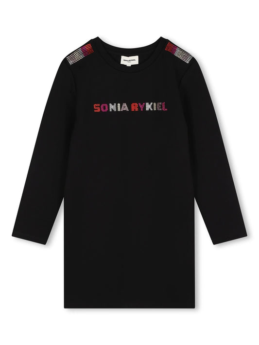 Sonia Rykiel LS Rhinestones Logo Dress