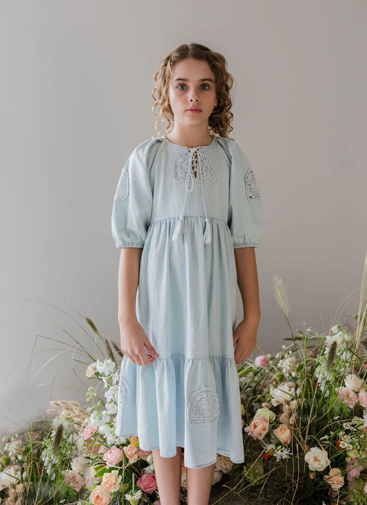 Steph Crochet Doily Chambray Dress