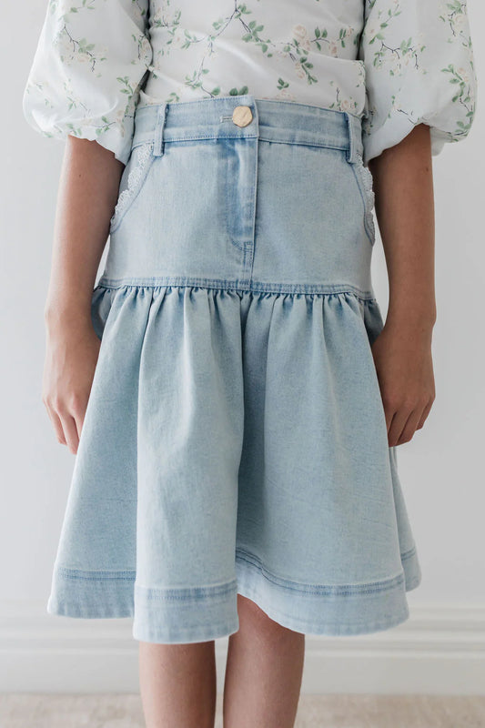 Steph Lace Trim Denim Skirt