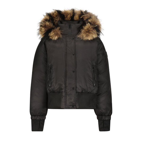 Short bomber jacket discount with fur hood