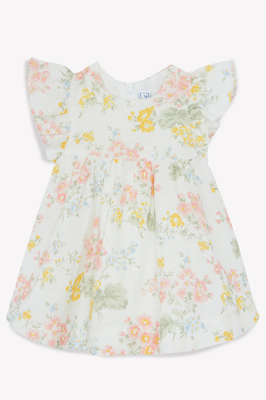 Tartine Floral Pleated Linen Dress