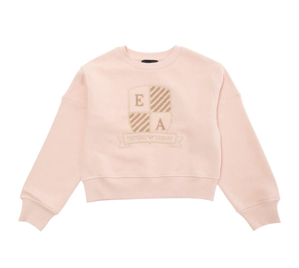 Armani Junior Girls Logo Pullover Sweatshirt