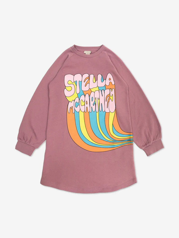 Stella McCartney LS Cosmic Rainbow Logo Dress