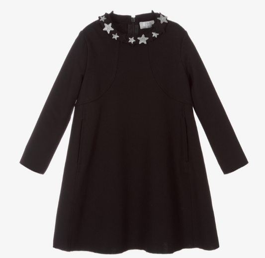 IL Gufo Paneled Dress w/ Star Applique Collar