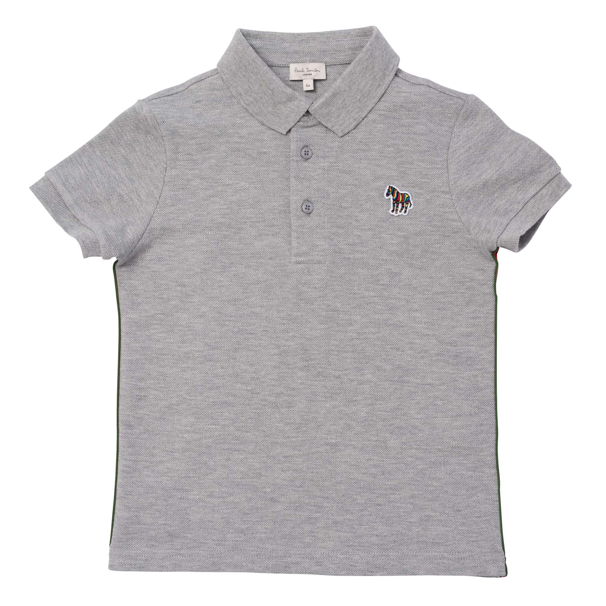 Paul Smith Junior Striped Side Short Sleeve Polo Grey 4Y