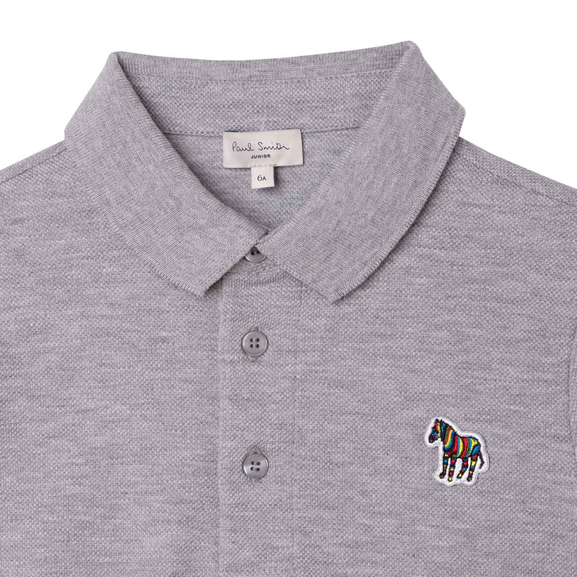 Paul Smith Junior Striped Side Short Sleeve Polo - Grey / 4Y