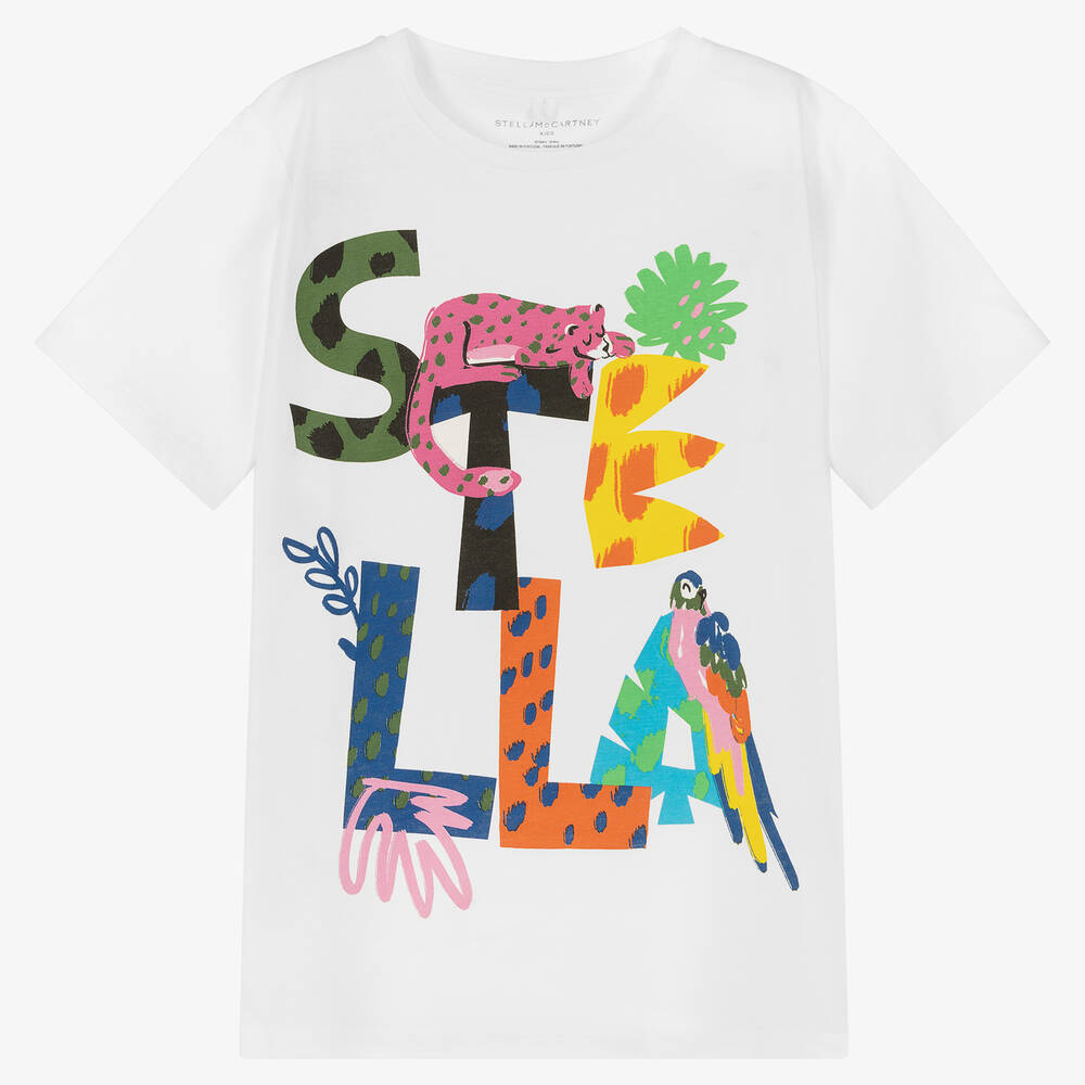 Stella McCartney Girls SS Tee Shirt w/ Stella Jungle Lettering Print ...