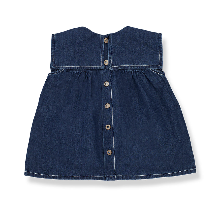 One + In the Family Violet Sleeveless Denim Dress - Blue / 24M