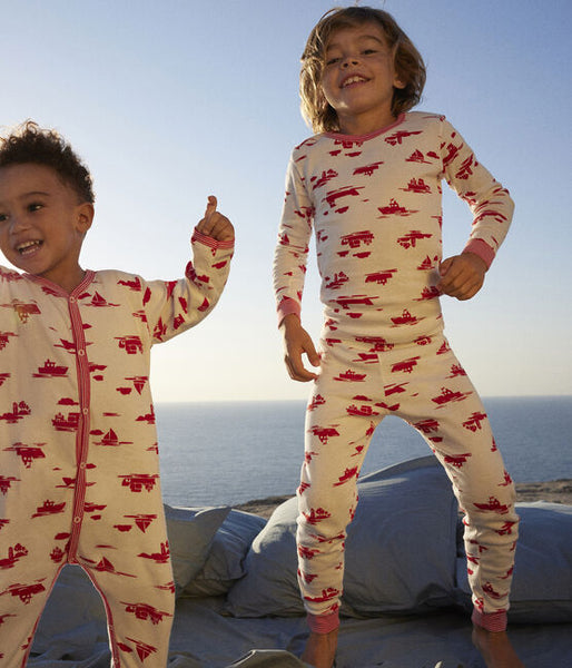 Kids Petit Bateau Baby Pyjamas With Feet White With Blue Dot Print - Multi